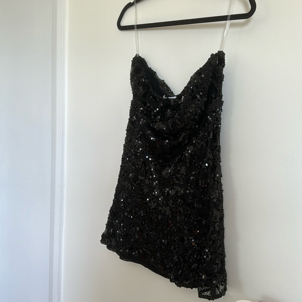 Meshki black beaded mini dress